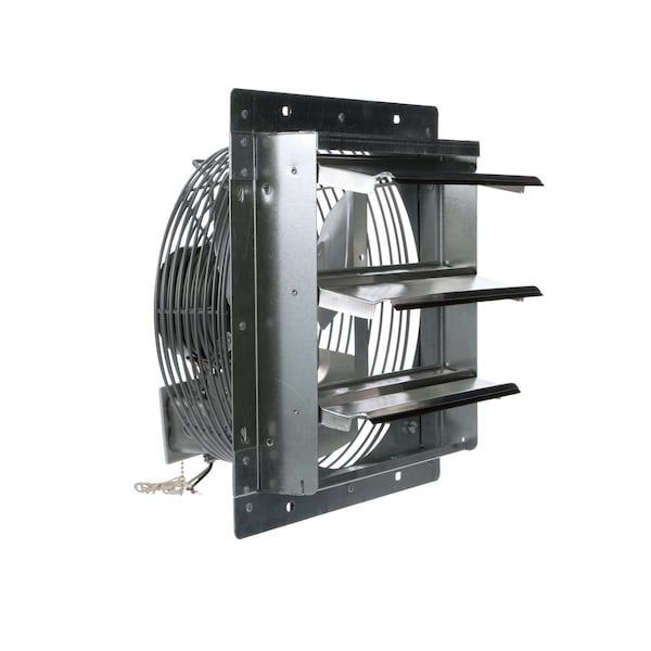 Exhaust Fan, 12" TEAO Motor, 120V, With Shutter, 1/12HP, 3-Speed, Gray